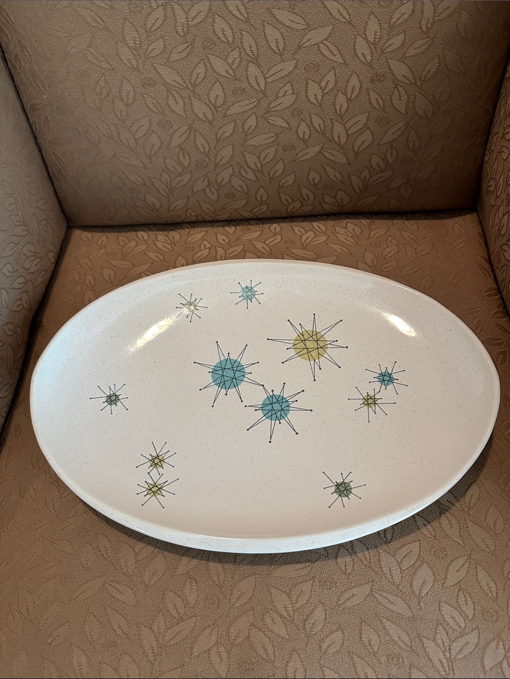 MCM Franciscan Serving Platter Atomic Starburst Pattern Very Rare Collectible